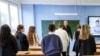 MOSCOW, RUSSIA - SEPTEMBER 26, 2022: A teacher conducts a lesson 'Talking of What Matters' 